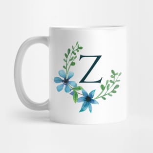 Floral Monogram Z Pretty Blue Flowers Mug